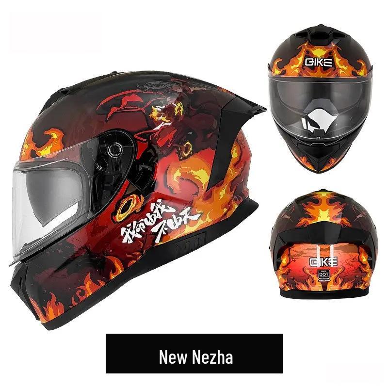 Unisex Double Lens Full Face Motorcycle Helmet with Large Tail Wing