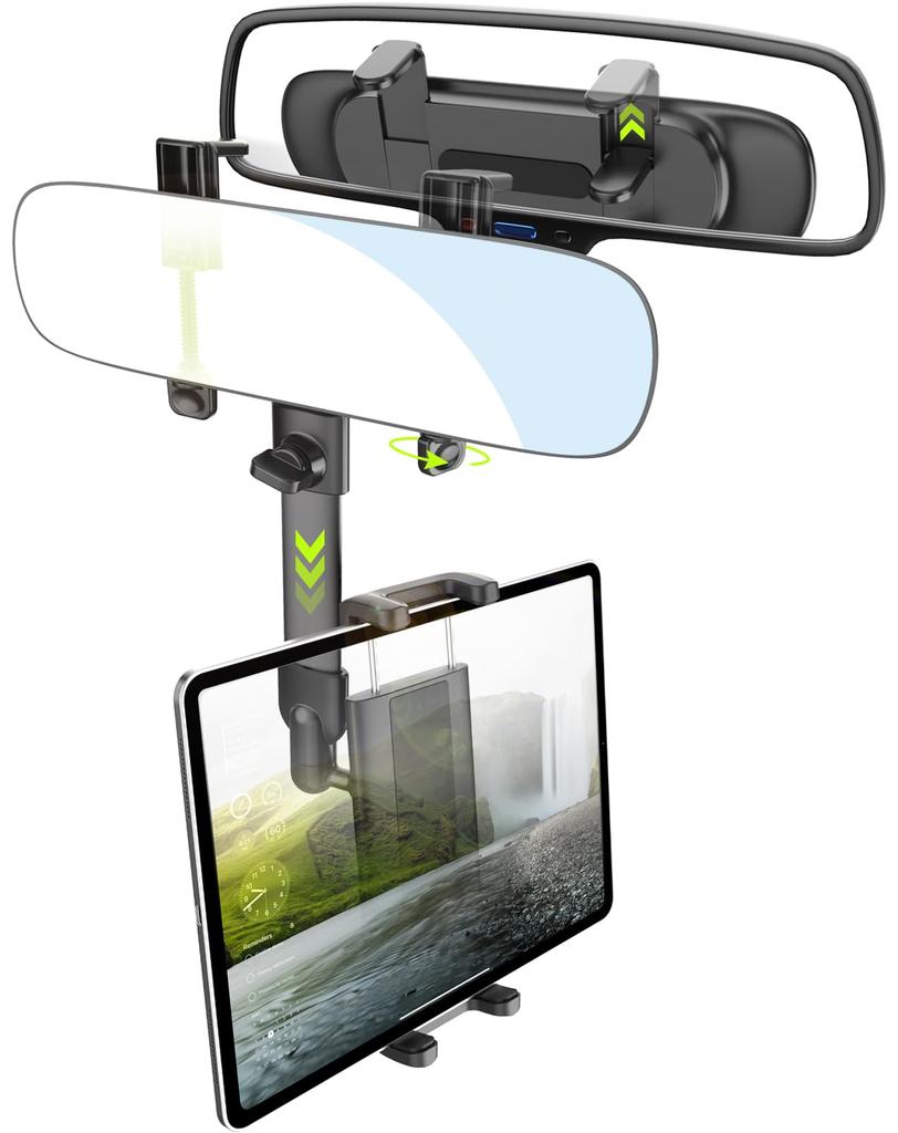 Wukanleng HD Rearview Mirror Tablet Holder with Extendable Rearview Mirror Smartphone Easy Japanese Instruction Manual Compatible with iPad Pro Air