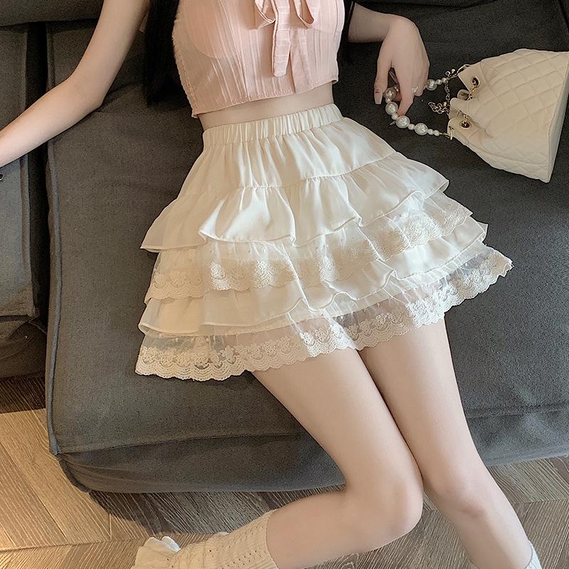 

Летняя женская юбка миди А-силуэта с кружевной оборкой, эластичной талией и дизайном, скрывающим бедра S [40-47 kg]