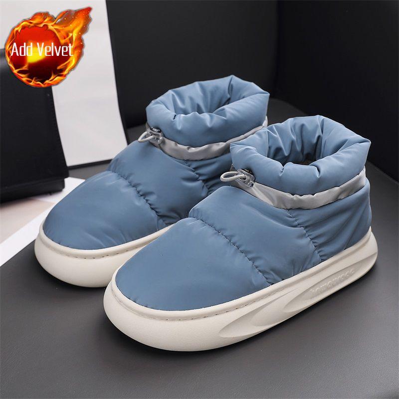 Student Men's Warm Bread Style Snow Boots Fleece Lined Anti Slip High Top Insulated Cotton Padded Outdoor Shoes