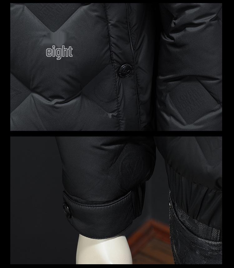 2025 Winter Men's Embossed Stand Collar Down Jacket - European Style Trendy Casual Outerwear