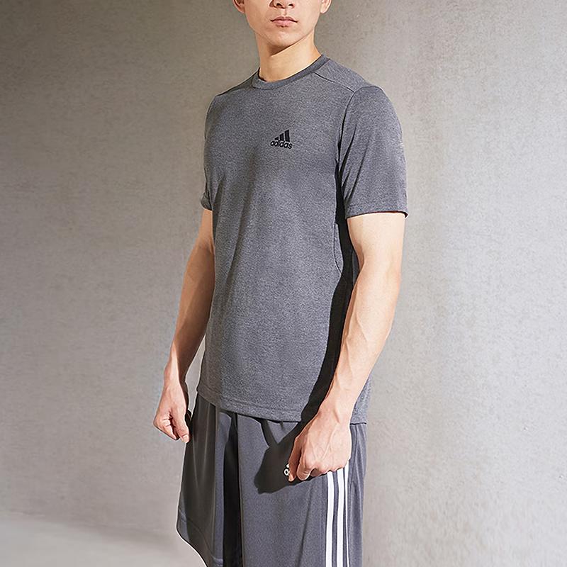 adidas Aeroready Designed To Feelready Solid Color Logo T-Shirt Men Tops Dark-Hemp-Gray GT5554