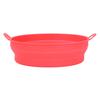 Foldable Fryer Silicone Liner Food Grade High Temperature Resistant Round Fryer Silicone Pot Red Diameter 21CM