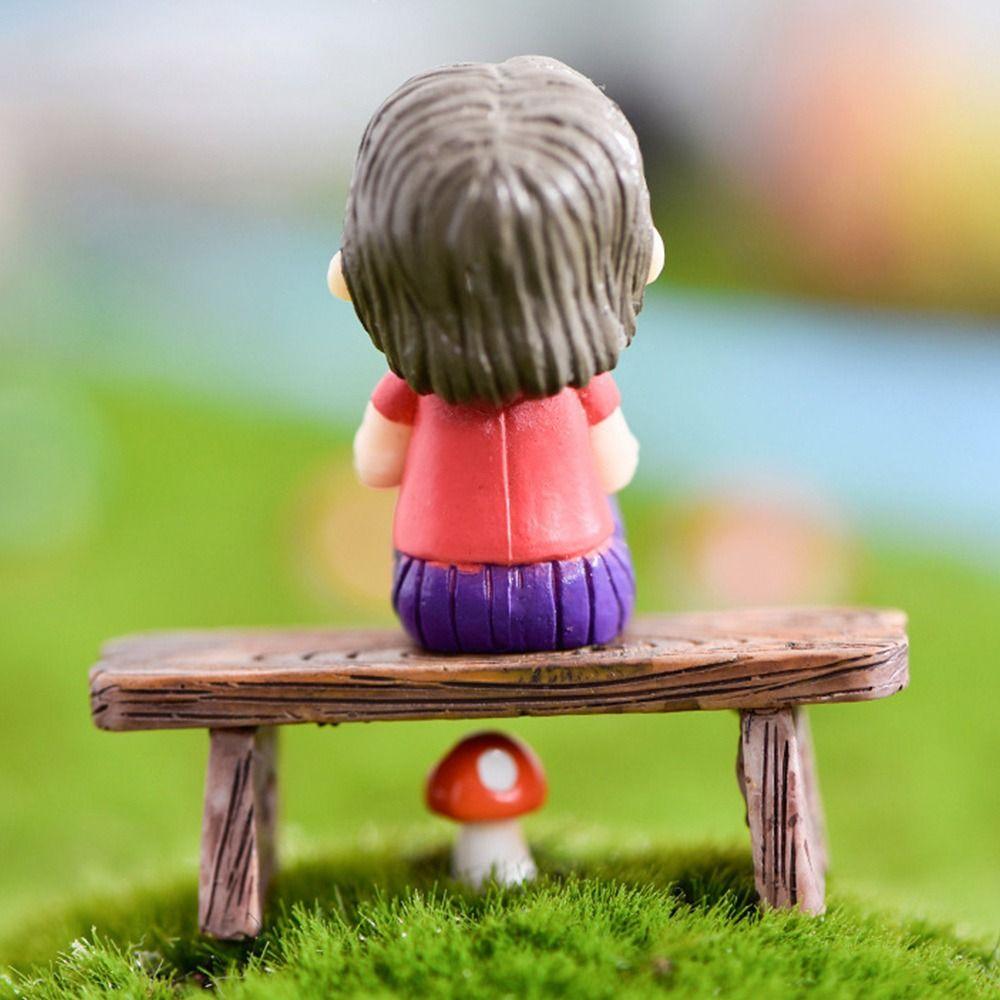 Romantic Mini Wooden Chair Figurine Dolls Succulents Bonsai Ornaments DIY Resin Love Stool