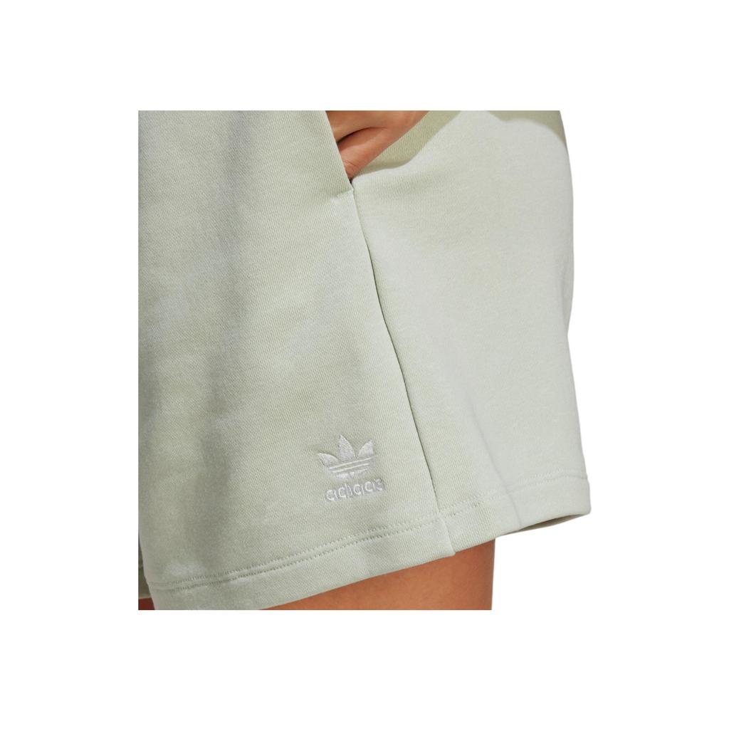 Adidas Originals Essentials+ Made With Hemp Solid Color Logo Embroidery Elastic Waist Straight Regular Shorts Women bottoms Linen-Green IC1505