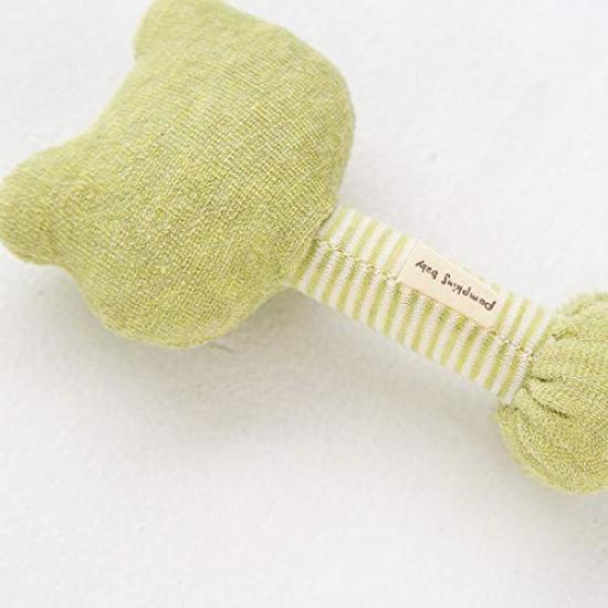 Pompkins BABY Organic Cotton Stick Rattle Made in Japan 100% [Frog Series] Y-1358