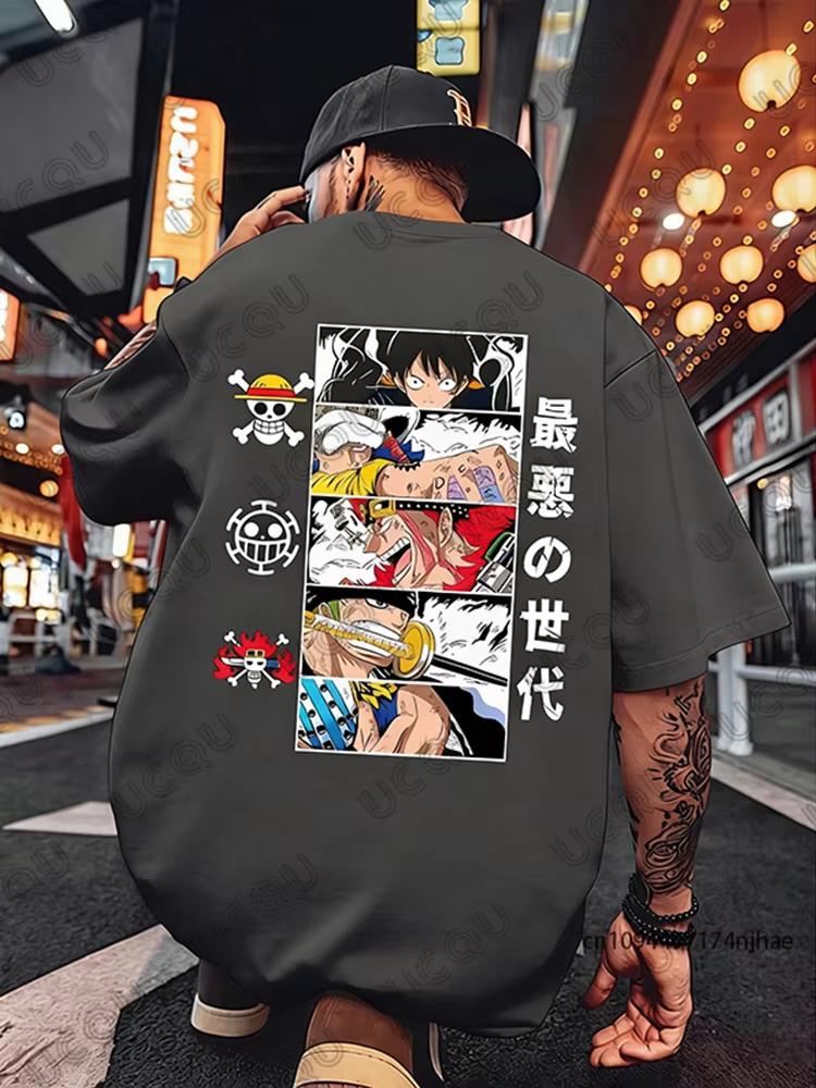 One Piece 2026 Summer Cotton Tshirt Streetwear Anime Graphic Oversized Short Sleeve Casual Daily Wear Luffy Pirates Generation