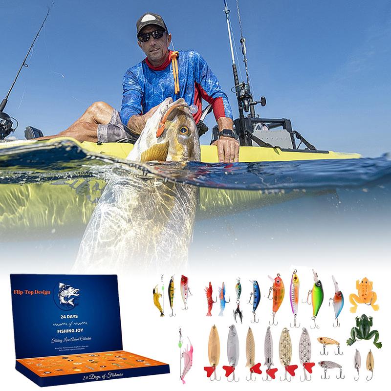 Christmas Fish Tackle Set Advent Calendar 24 Days Countdown Fishing Lure Advent Calendar Adults Kids Men Women Fish gifts