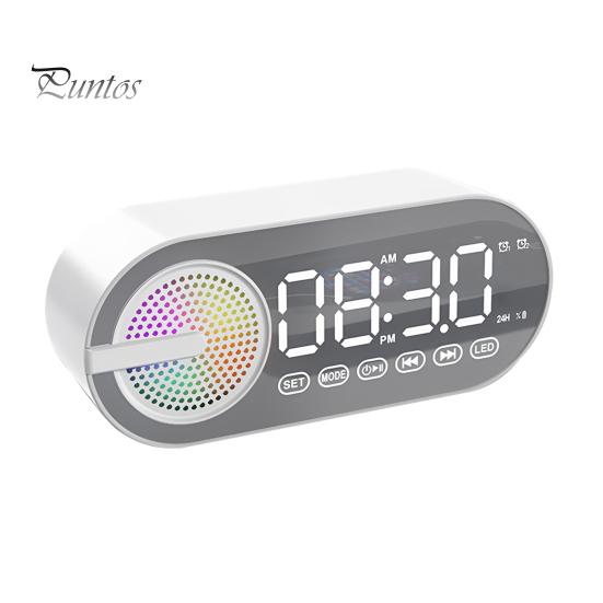 Trådløs Bluetooth-kompatibel høyttaler liten vekkerklokke Energisparende modus LED-skjerm Trådløs musikkhøyttaler med doble alarmer