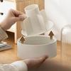 Light Luxury Rotating Belt Dustproof Plastic Pen Holder, Office Stationery Desktop Organizer Box