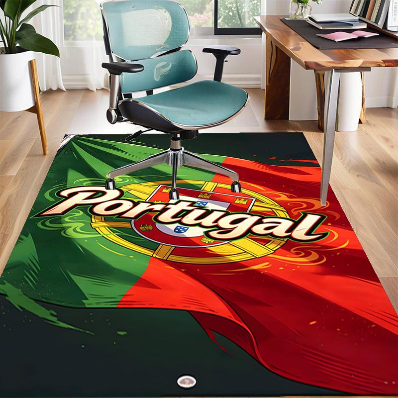 Portugal flag Polyester Carpet, Soft Indoor Mat for Office Chair, Living Room, Computer Desk - Decorative Home Office Rug Design