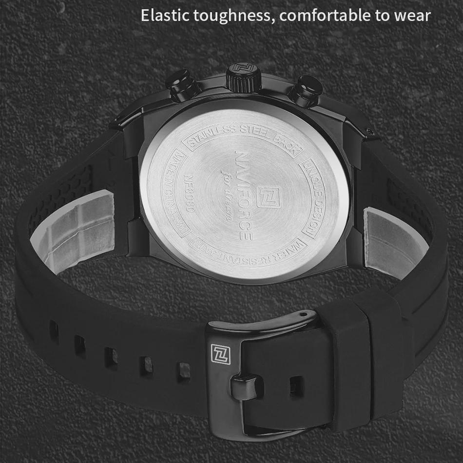 Waterproof Sport Watches for Men Multi-function Chronograph Wrist Watch Male Luxury Silica Band Quartz Clock