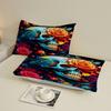 Flora Flower Skull 3D Printed Fitted Sheet Set 100% Polyester Mattress Covers Breathable Bedding Set Bedroom Decor 2 Pillowcase