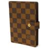 Used Louis Vuitton Damier Card Case, 12564 Agenda PM R20700 8001 Logo Brown Diary with 6 Holes and Checkered Pattern