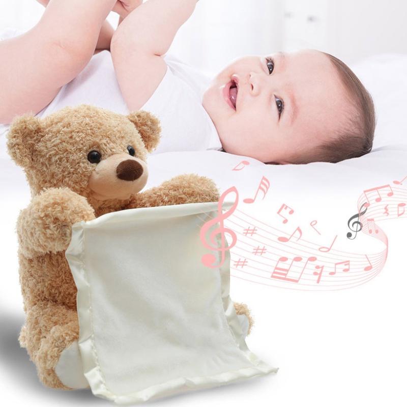 Niedlicher, sprechender Teddybär, 35 cm groß, wiederaufladbar, scheues Gesicht, batteriebetrieben