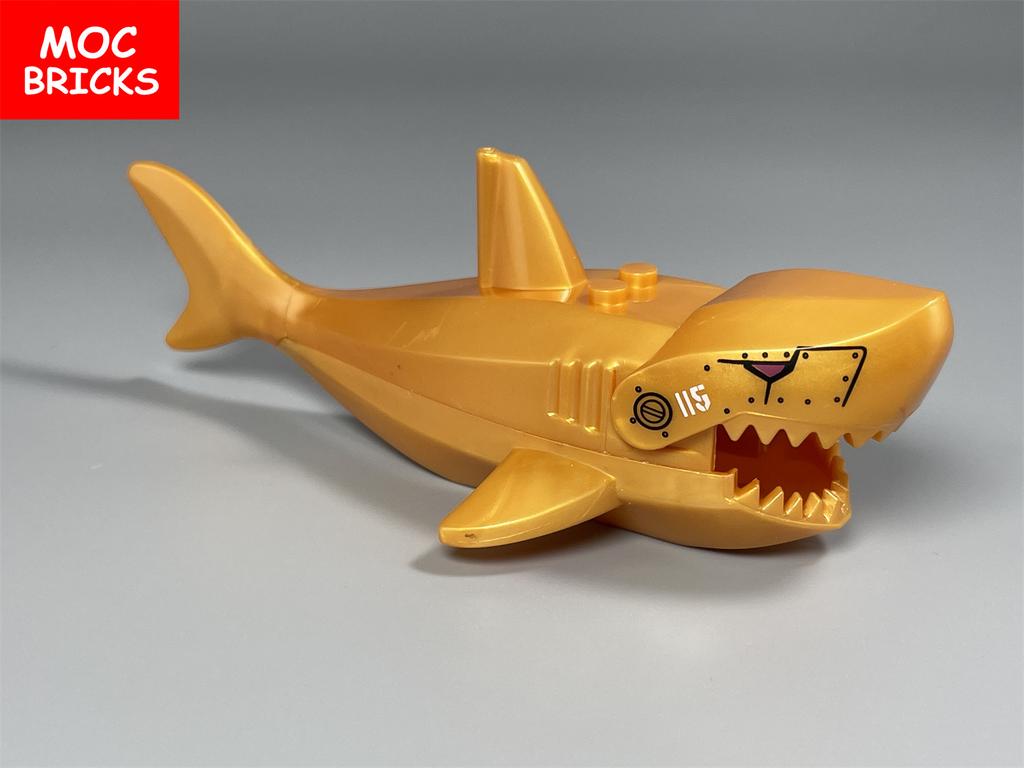 MOC Bricks Pirate Shark Caribbean Ocean Animal 13cm 8cm Assembled Educational Building Blocks DIY Kids Toys Gifts