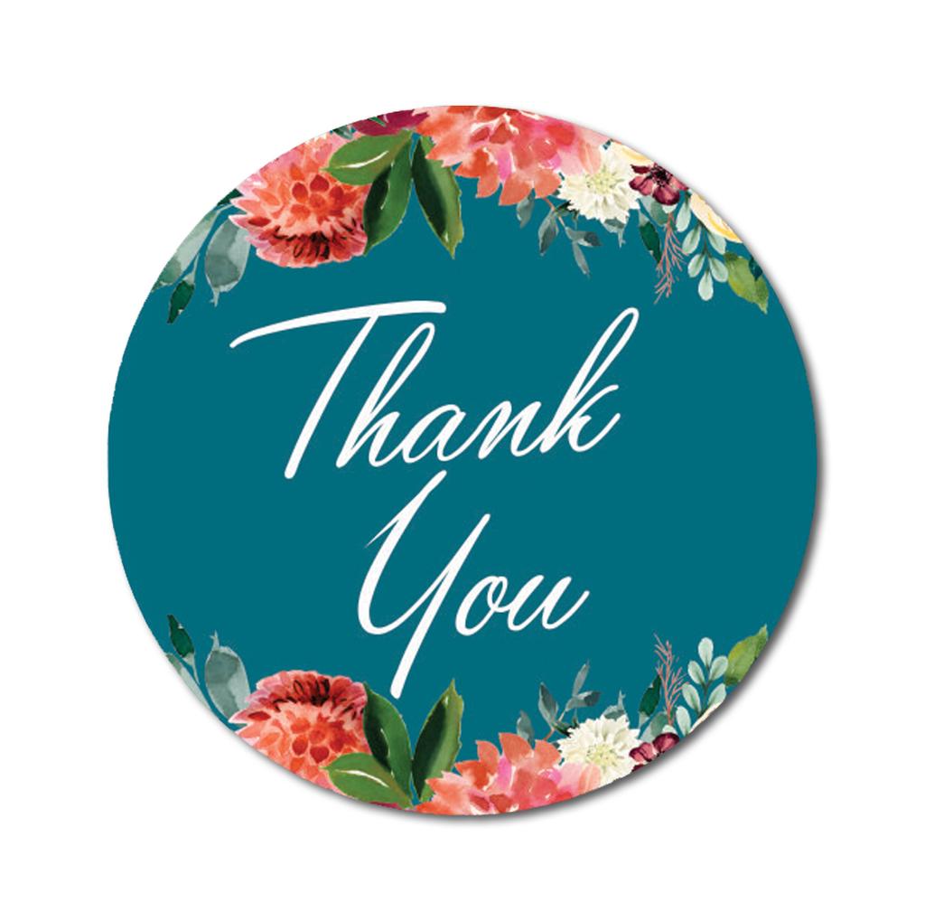 Darling Souvenir Pack Of 45 Pcs Round Chrysanthemum Floral Border Black Thank You Stickers-1.6
