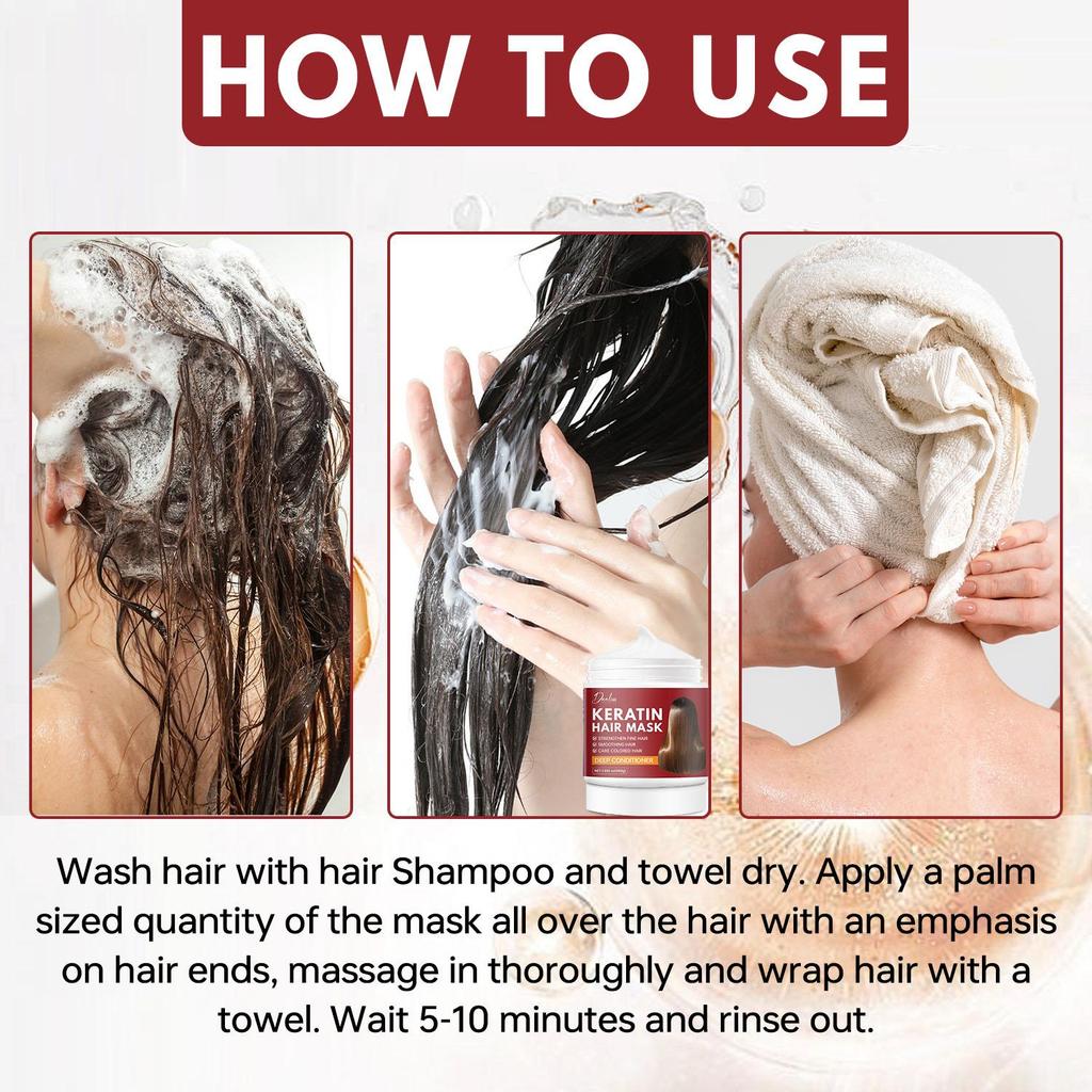 Keratin Hair Mask-Smoothing Hair-Strenghthen Fine Hair-Care Colored Hair-Suitable For All Hair Types, 200g