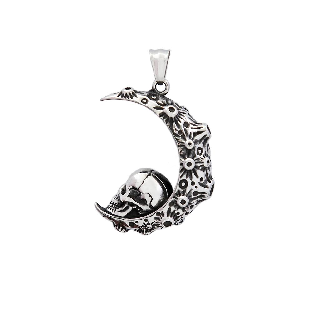 Gotische Hip Hop Totenkopf Anhänger Halsketten Für Männer Edelstahl Punk Mode Skelett Halskette Halloween Schmuck Geschenke Großhandel