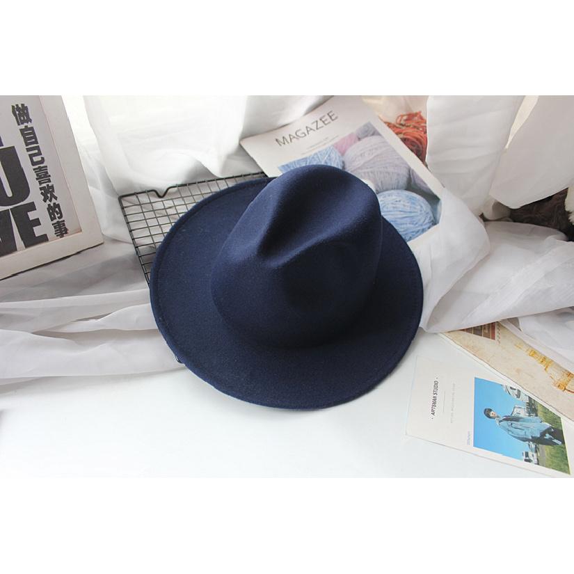 New autumn and winter woolen hats for men and women, couple's hats, wide-brimmed straight-edge hats, fashionable and versatile jazz hats