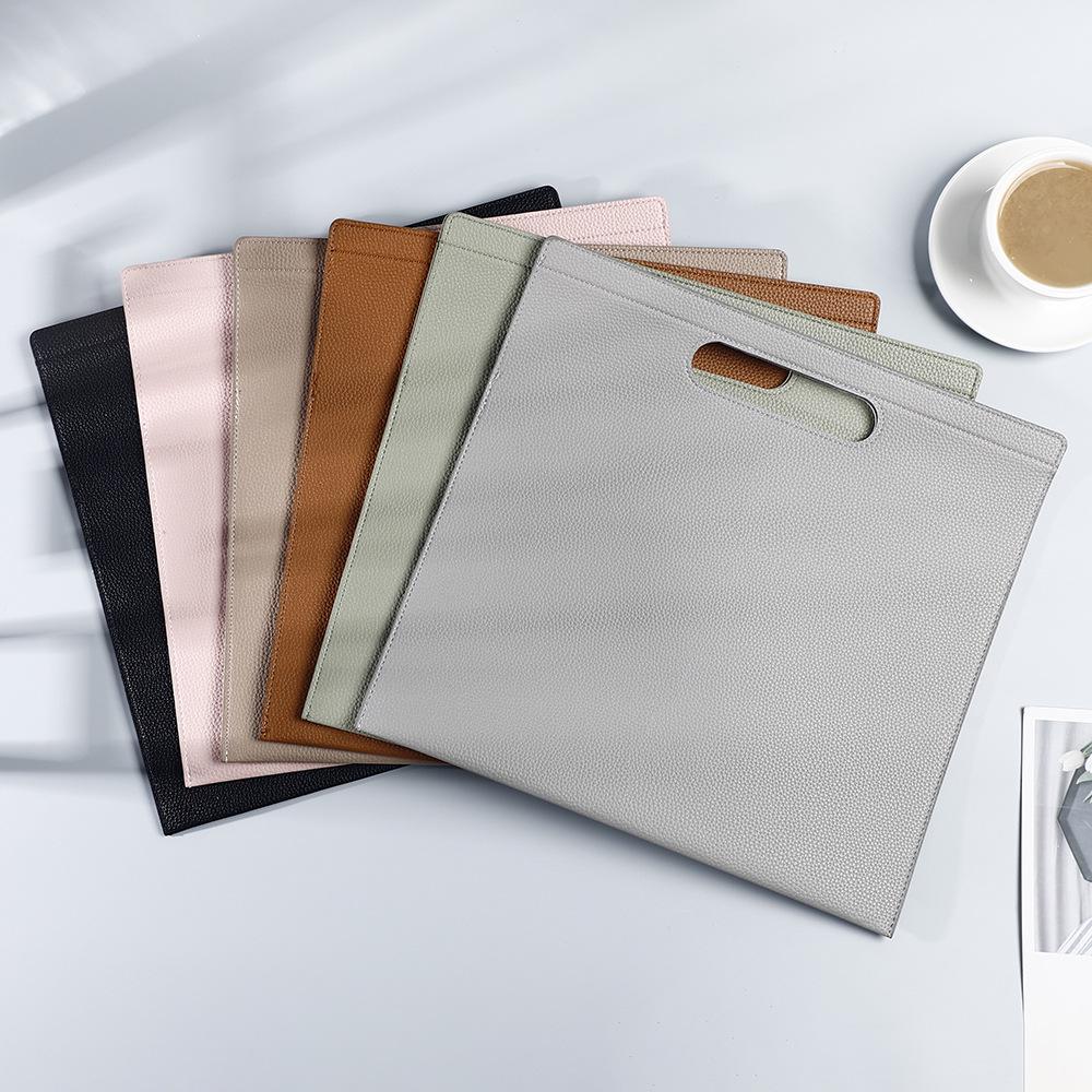 Litchi Grain Leather Laptop & Document Bag, A4 File Storage, Office Archive Bag