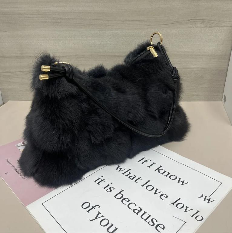 

Жіноча Зимова Сумка з Лисячого Хутра Хутряна Вечірня Сумка Тоут Дизайнерські Сумки з Хутра Срібної Лисиці Жіночі One Size