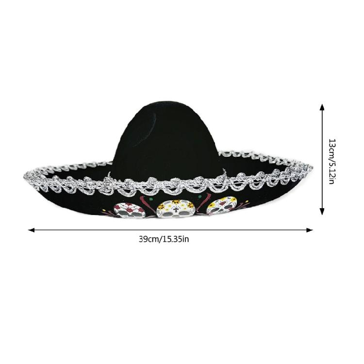 Children Fashionable Mexico Sun Hat with Unique Skull Pattern for Beach Trip and Daily Outings Festival Gathering