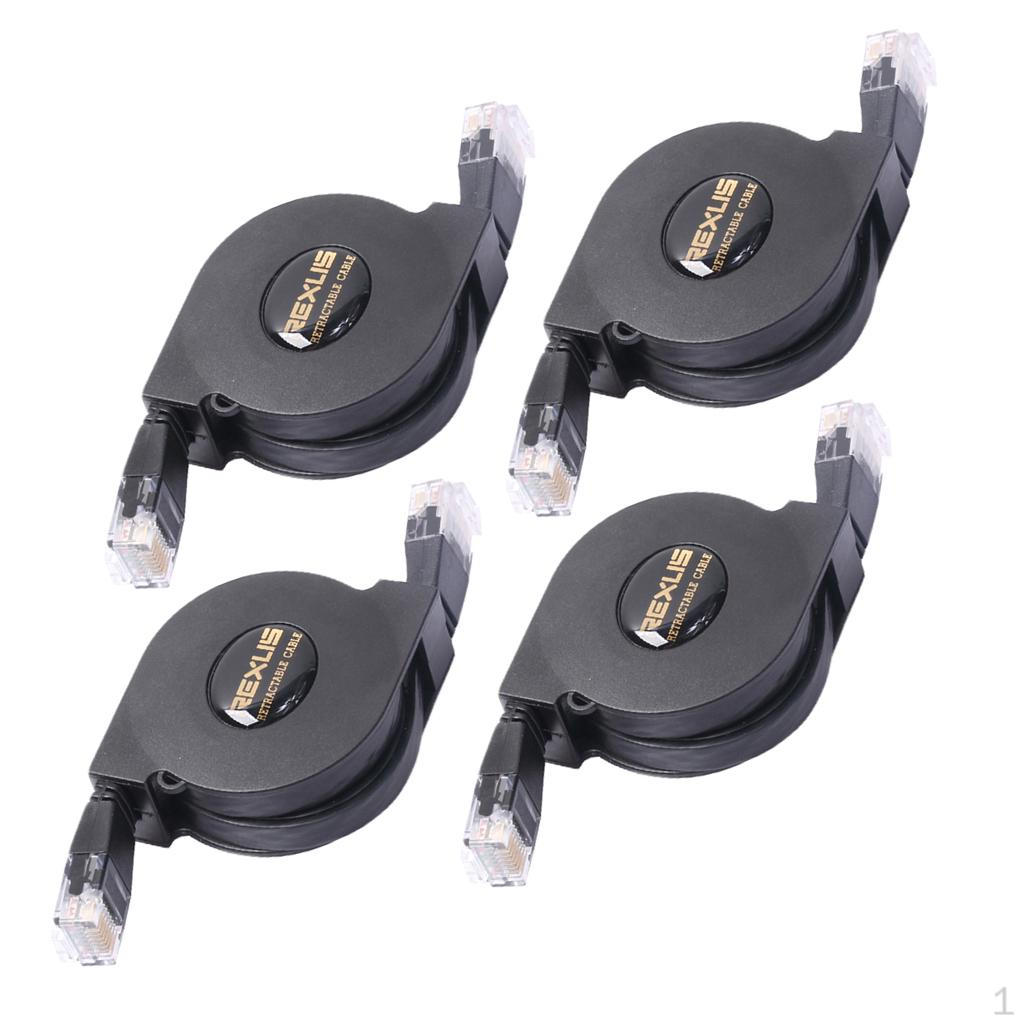 

4x cat six Patch Ethernet LAN Network Retractable Cable 2m