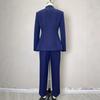 European, American autumn and winter fashion high-end blue fashion diagonal placket design women's blazer simple straight trousers suit