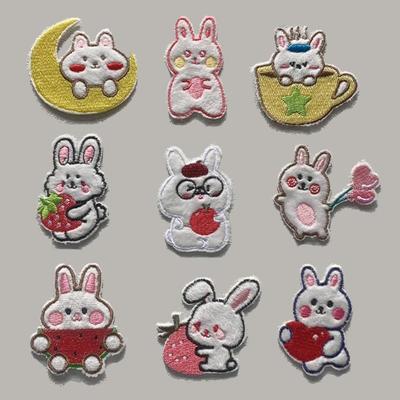 Cartoon Rabbit Fuzzy Appliques On Clothes Patches Embroidery Self Adhesive Fusible Thermal Transfer New DIY Heat Transfer Stickers Fashion