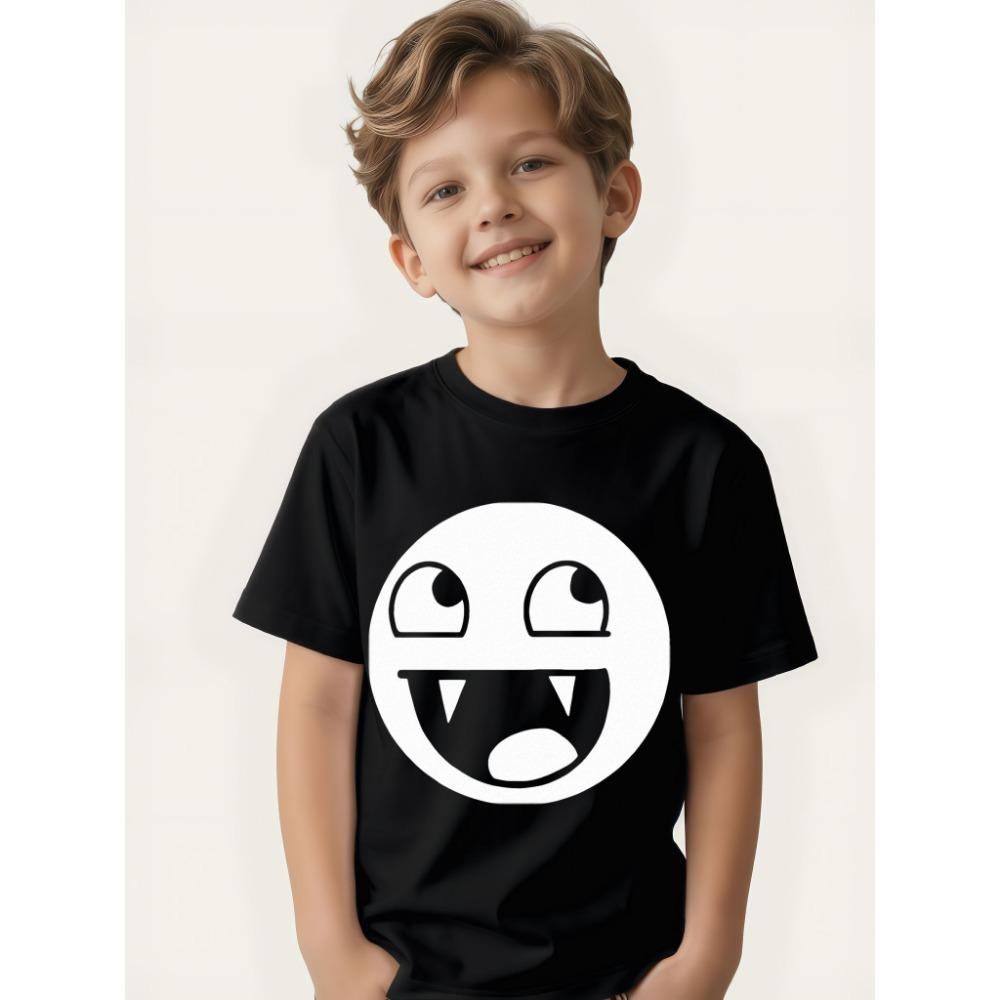 Children's Graphic T-shirt - Funny Print, Casual Round Neck T-shirt, Comfortable and Soft,