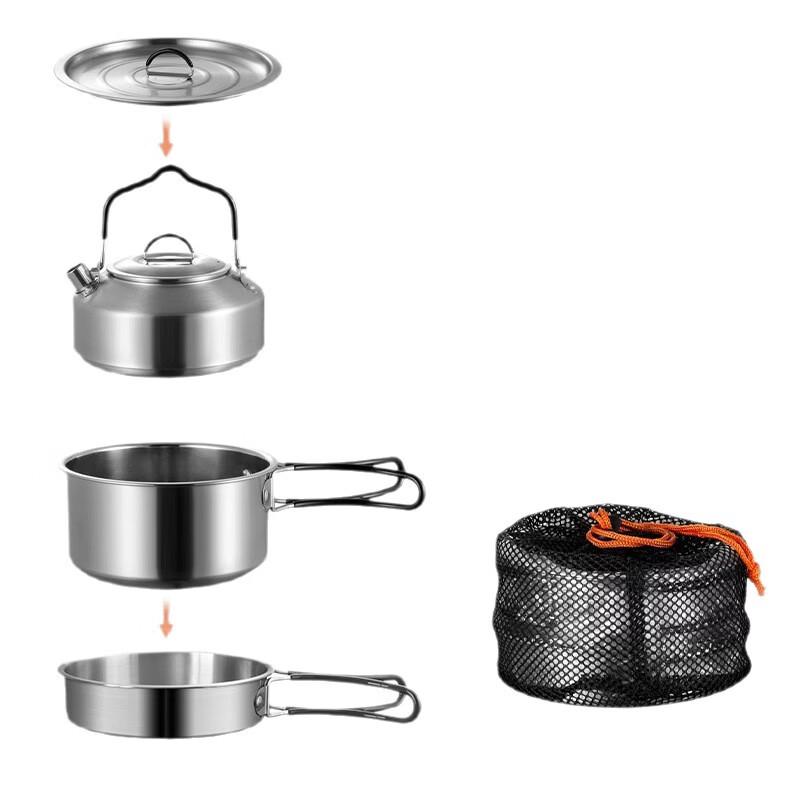 Lantuan 304 Stainless Steel Portable Camping Cookware Set
