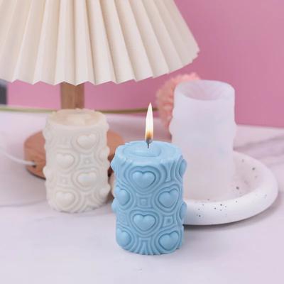 Heart Shape Relief Silicone Candle Mold New Cylindrical Scented Candle Making Supplies DIY Plaster Resin Crafts Mold Home Decor