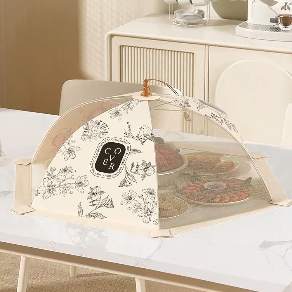 Cartoon Pattern Folded Food Cover Flower Foldable Meal Leftovers Dustproof Cover Insect Prevention Fly-prevent