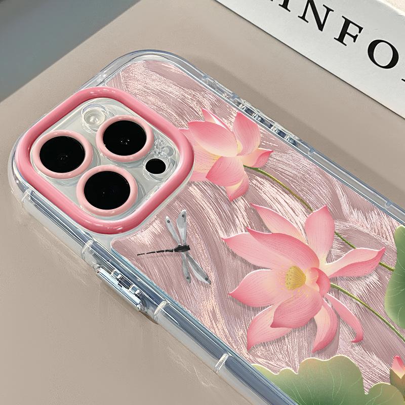 Lotus for IPhone16 Promax Mobile Phone Case 14 for Apple 15 Cream Feather Yarn 13 All Inclusive 11/12 Women's Model