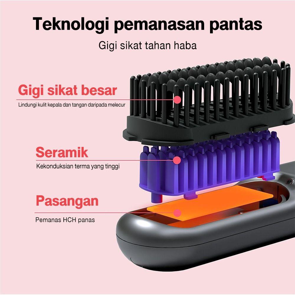 Negative lon Wireless Hair Straightener Comb Cordless Hair Curler Portable Mini Comb  Hair Care