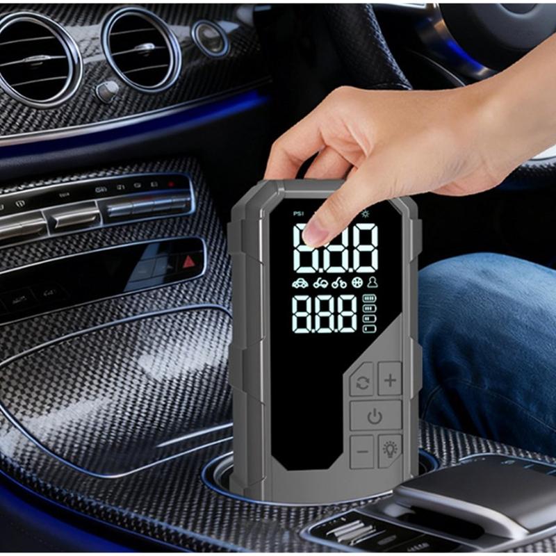 Portable Car Jump Starter with Air Compressor & LED LightJump Starter Power for 12V Vehicles Emergency Tire Inflation