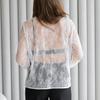 Women's Spring and Summer Sexy See-through Loose Lace Long-sleeved Hollow Inner T-shirt