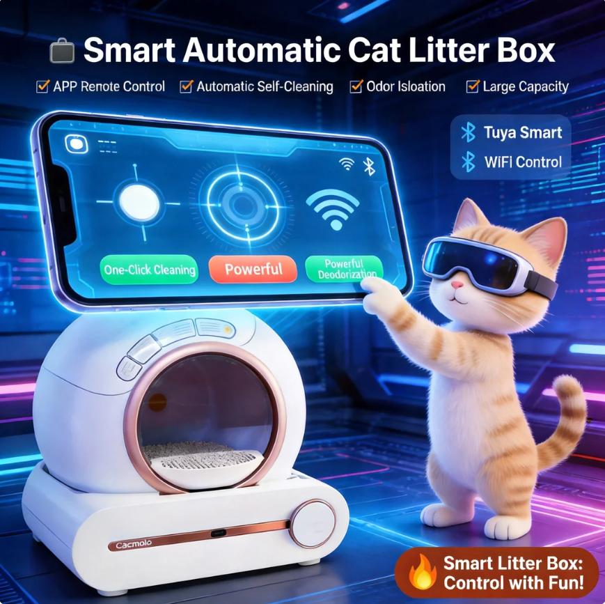 Hassle-Free Cat Litter Box, Automatic Scooping, Odor Isolation, Perfect for Busy Pet Owners