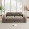 Frameless Modular 2-Seater Sofa, High-Density 32D Foam, Suitable for Living Room, Chenille Fabric, Non-Slip Design, No Assembly Required, Brown