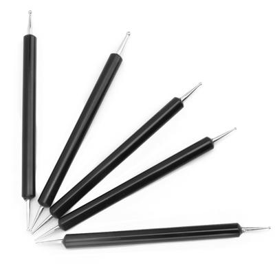 5Pcs Double End Acrylic Rod Round Head Clay Indentation Pen   Sculpting Dotting Tool (Black)