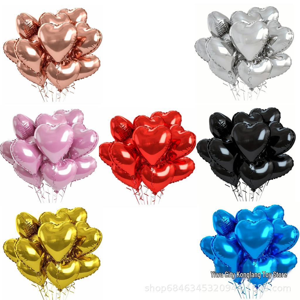 18" Heart-Shaped Aluminum Foil Balloon for Qixi Festival, Valentine's Day, Weddings, and Celebrations.