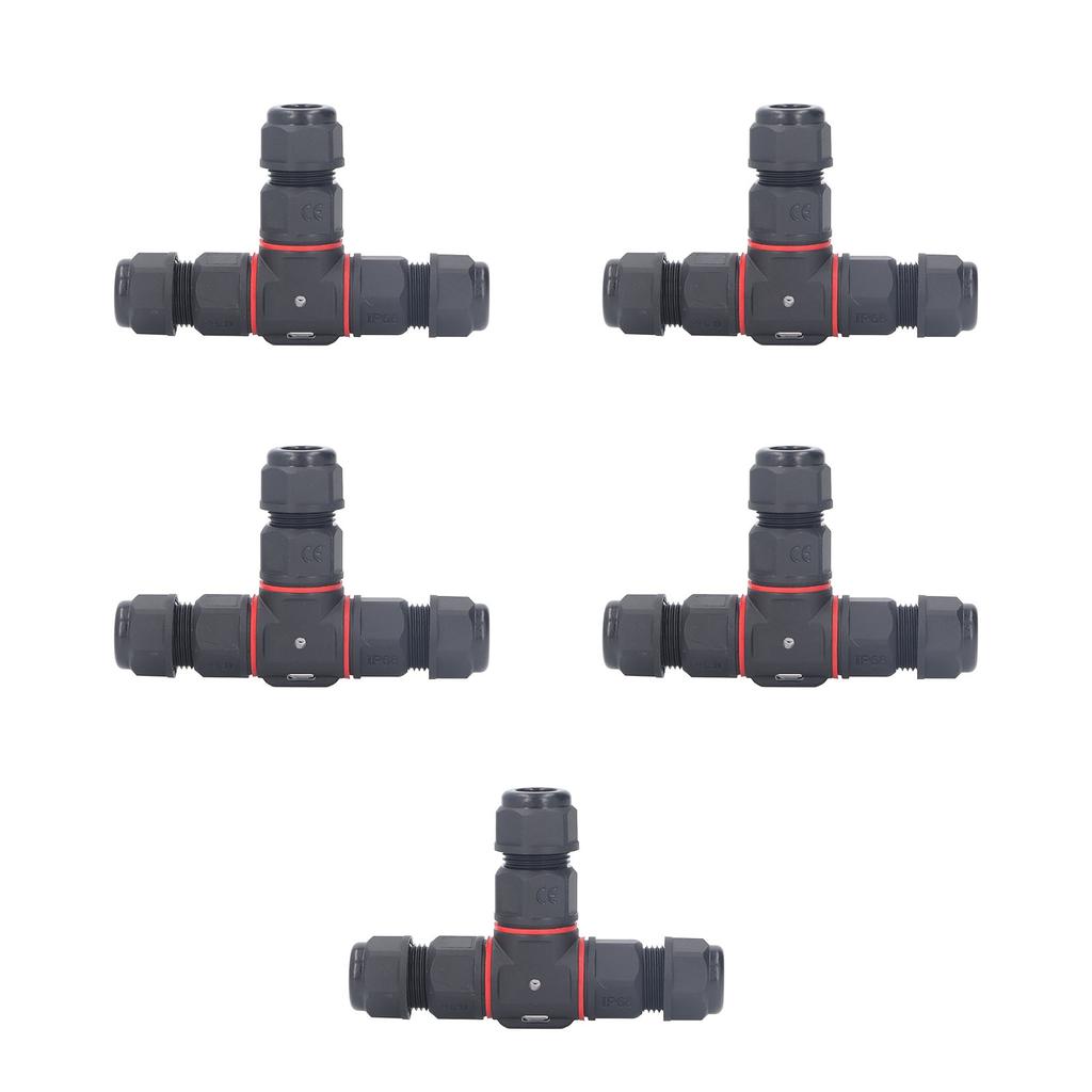 5Pcs T Type Aviation Connector 3 Pin Butt Joint IP68 Waterproof Plug Socket 16A AC250V