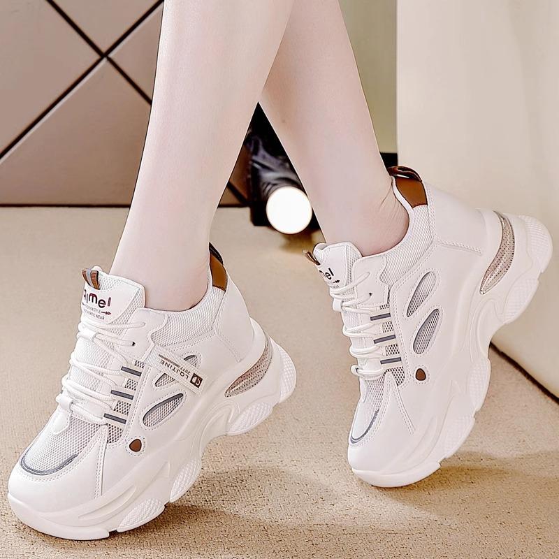 Thick-soled Heightening Sports Shoes Women's Spring Mesh Breathable Dad Shoes Casual Shoes