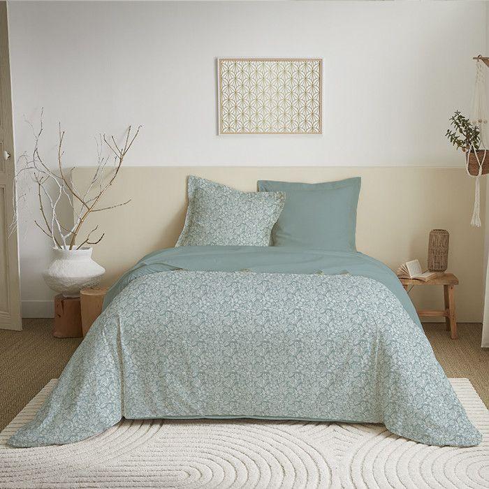 Parure de couette 4 pièces réversible 260 x 240 cm "Celeste Glacier" pour lit 160 x 200 cm Coton Pur