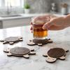 Mug Coasters for Table Protective, Wood Turtles Shape Drink Holders Mats Set of 4 with Layered Shell Top for Coffee Cups, Tea Cups and Daily Desk Use