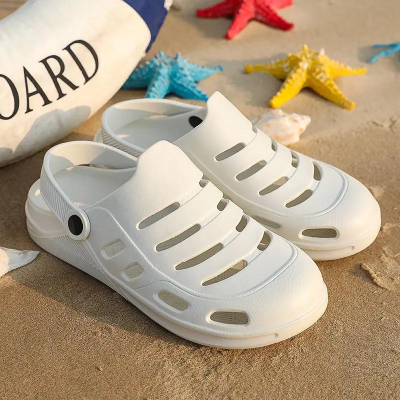 Platform Shoes Hole Plain Elegant Cheap Liquidation Comfortable Sandals Man Original Fun Trend 2025 Y2k Slippers for Men