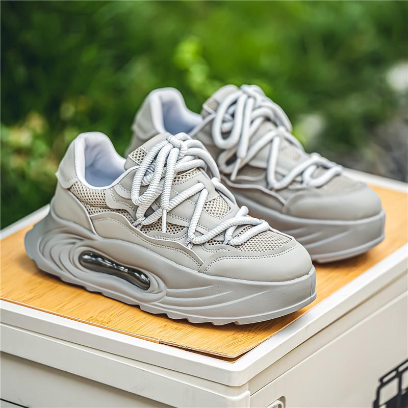 Herrskor Platt Mesh Andningsbara Casual Sport Tjock Sula Trend Alla Utomhus Gång Löpning Sneakers Mode Student Board Shoe
