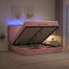 Ottoman Bed with Mattress and LED Pink 140 x 190 cm Velvet
