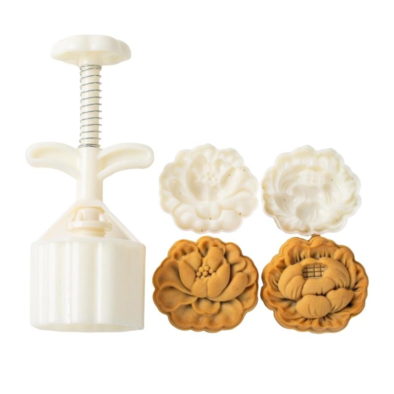 

Traditional Mooncakes Making Stamp 2 Stamp Mooncakes Maker Delicate 3D Textured Pattern for Pastries Treat Designs 1